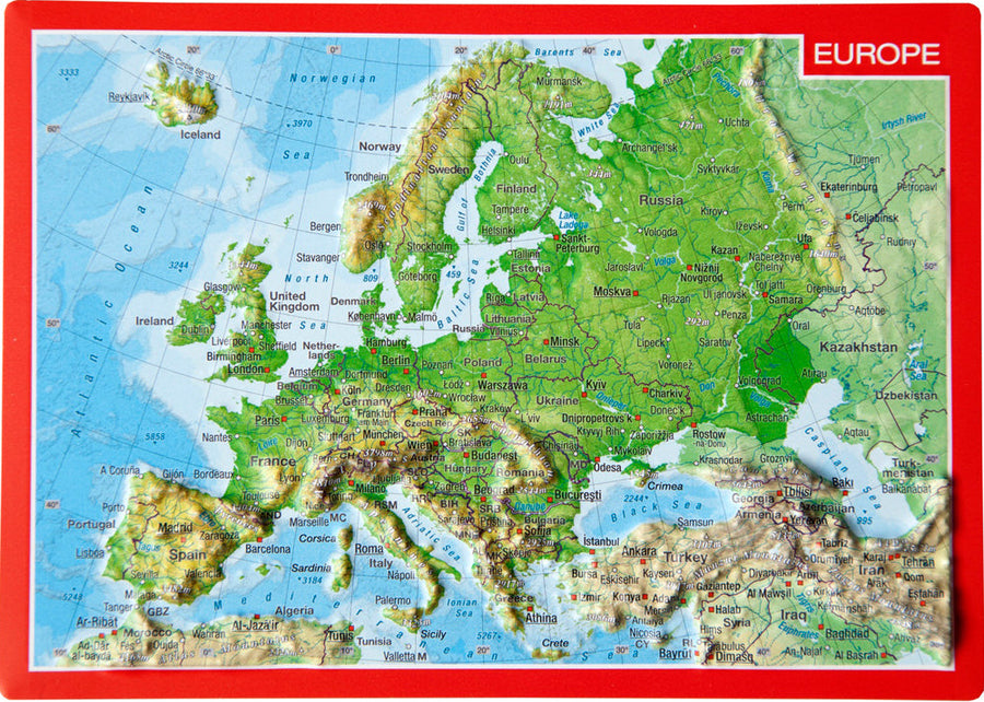 carte postale en relief (en anglais) - Europe | Georelief carte pliée Georelief 