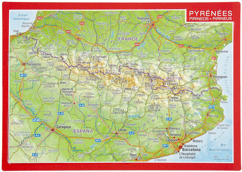Carte postale en relief (en francais/espagnol) - Pyrénées | Georelief carte routière Georelief Default Title