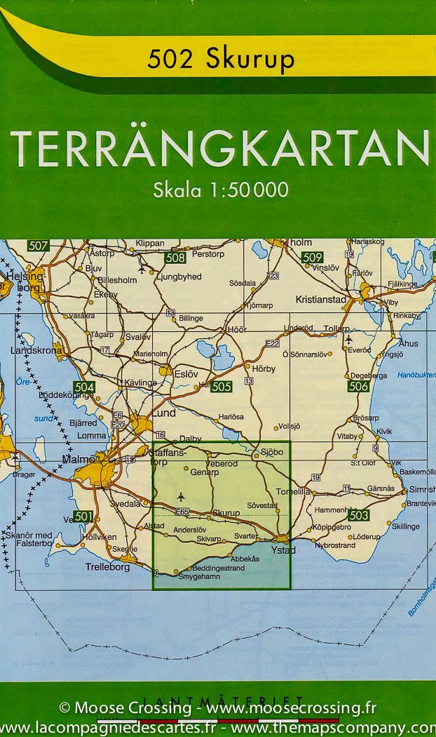 Carte régionale n° 502 - Skurup (sud de la Suède) | Lantmäteriet - Terrängkartan carte de randonnée Norstedts