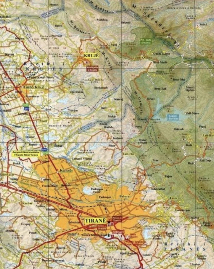 Carte régionale - Tirana (Albanie), n° 384 | Vektor carte pliée Vektor 