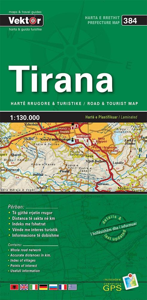 Carte régionale - Tirana (Albanie), n° 384 | Vektor carte routière Vektor