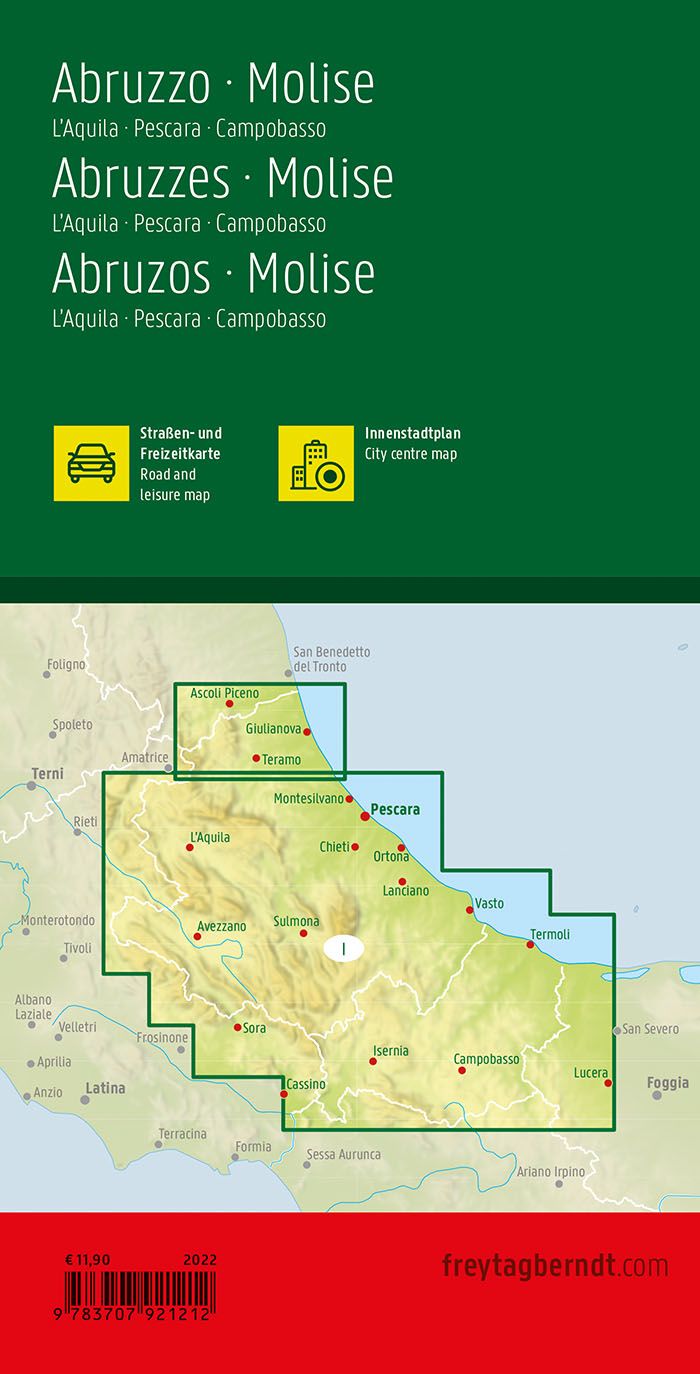 Carte routière - Abruzzes & Molise (L'Aquila, Pescara, Campobasso) | Freytag & Berndt carte routière Freytag & Berndt