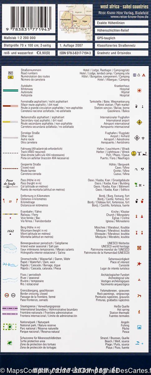 Carte routière - Afrique de l'ouest & Pays du Sahel (Mauritanie, Mali, Niger) | Reise Know How carte routière Reise Know-How