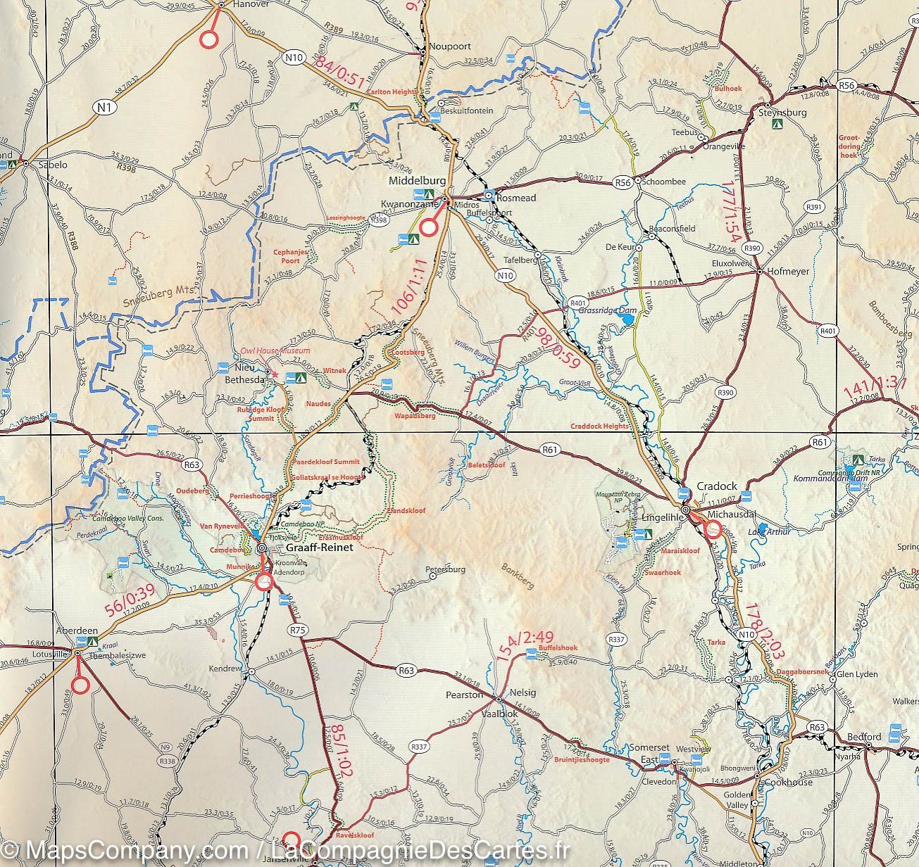 Carte routière - Afrique du Sud | Tracks4Africa carte routière Tracks4Africa