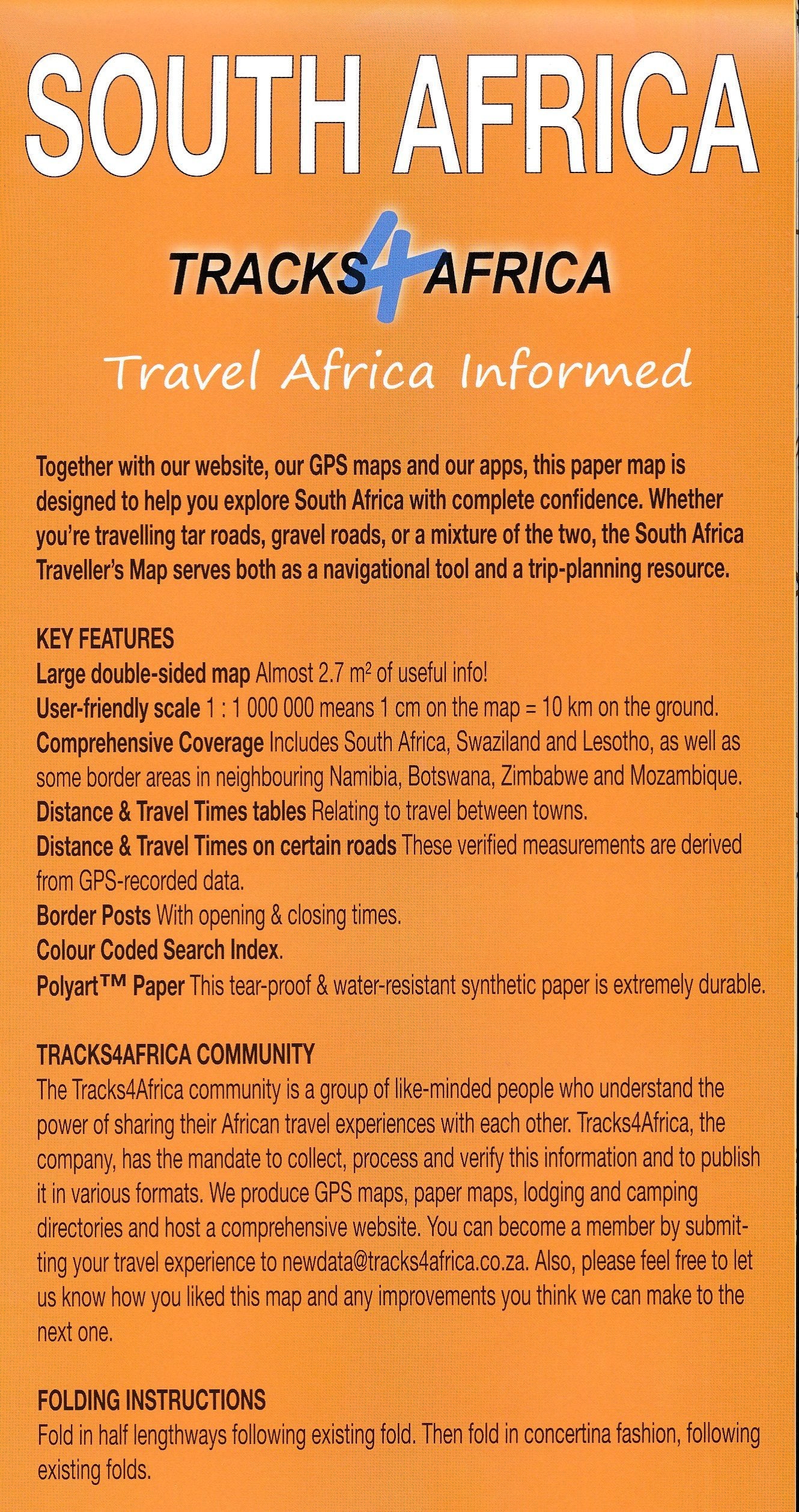 Carte routière - Afrique du Sud | Tracks4Africa carte routière Tracks4Africa