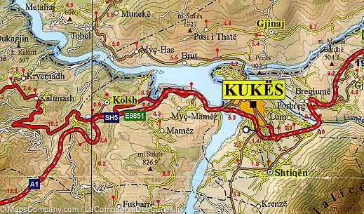 Carte routière - Albanie Centrale, n° 323 | Vektor carte routière Vektor