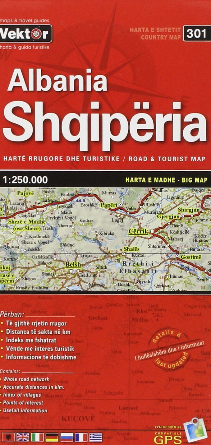 Carte routière - Albanie, n° 301 | Vektor carte pliée Vektor 