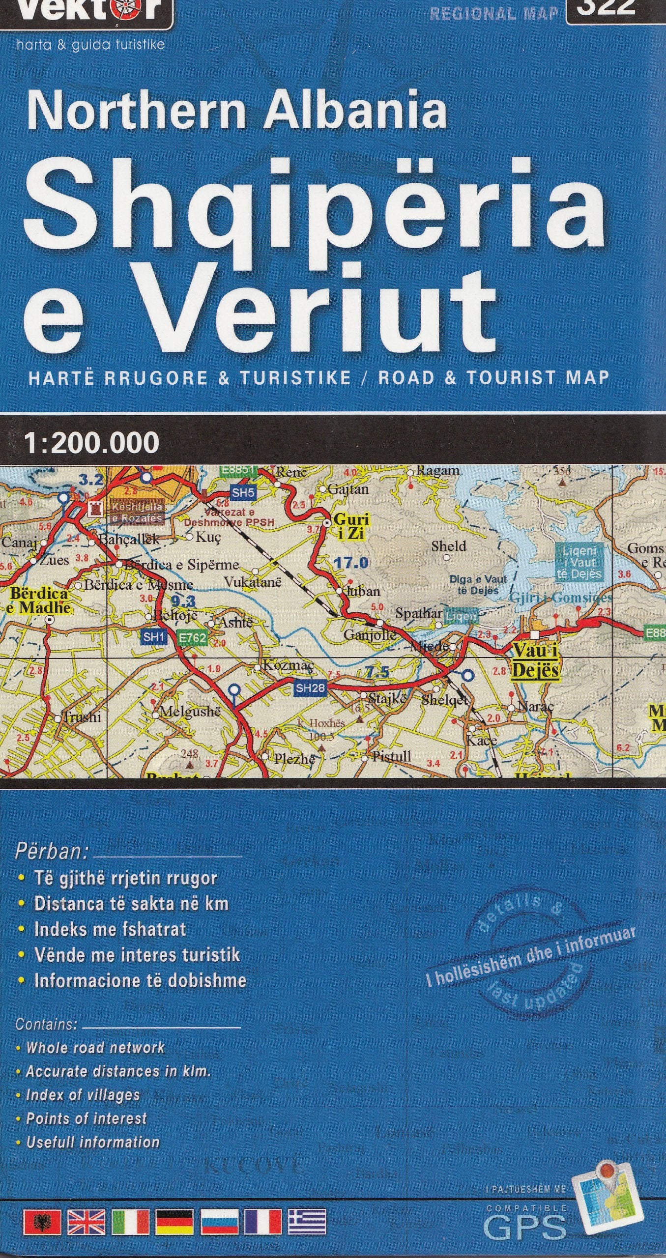 Carte routière - Albanie Nord, n° 322 | Vektor carte routière Vektor