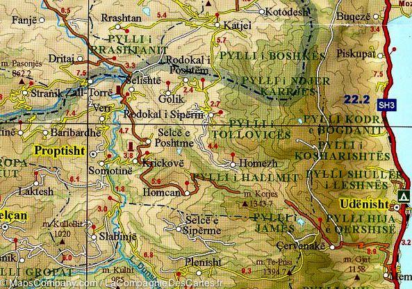 Carte routière - Albanie Sud, n° 324 | Vektor carte routière Vektor