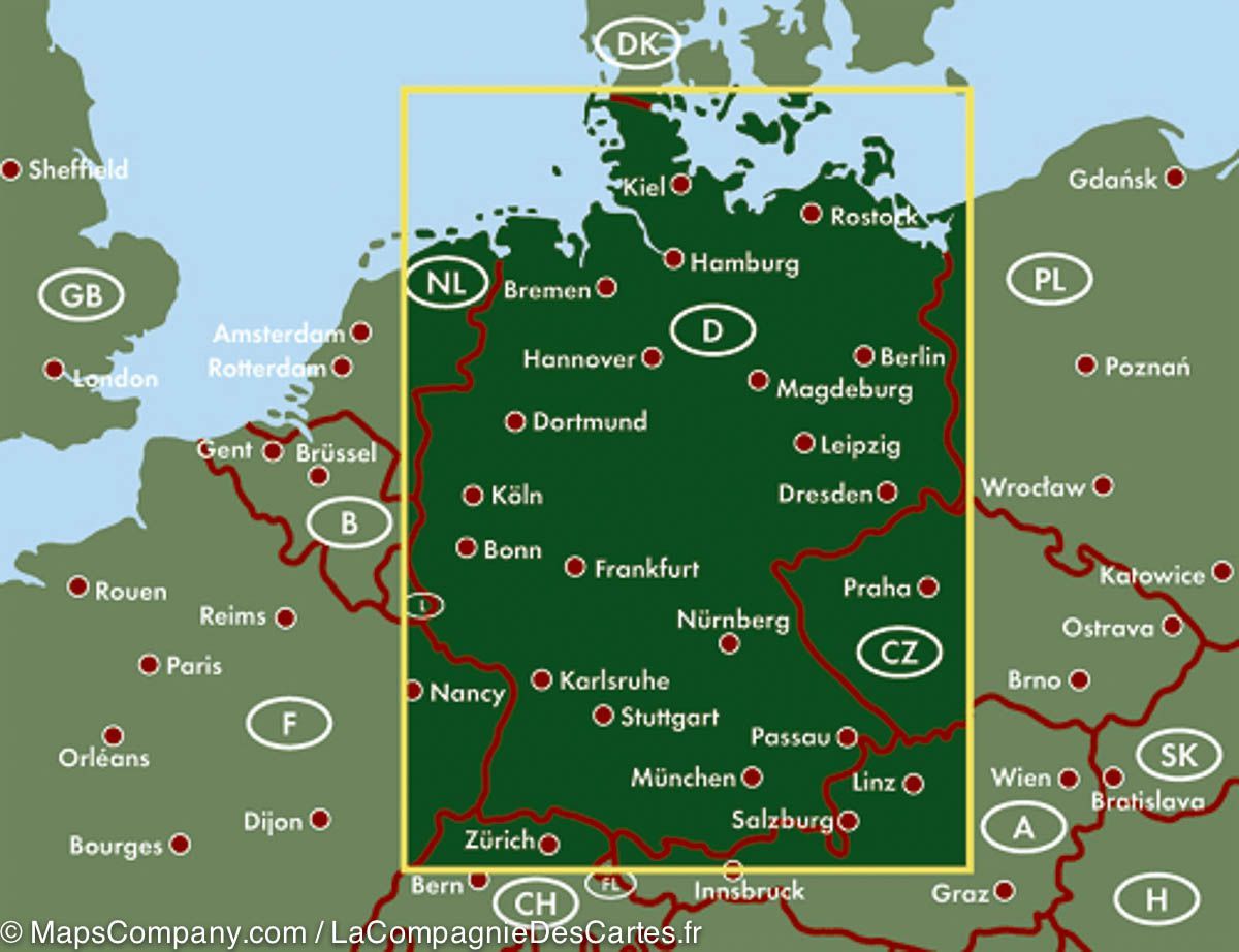 Carte routière - Allemagne au 1/700 000 | Freytag & Berndt carte routière Freytag & Berndt