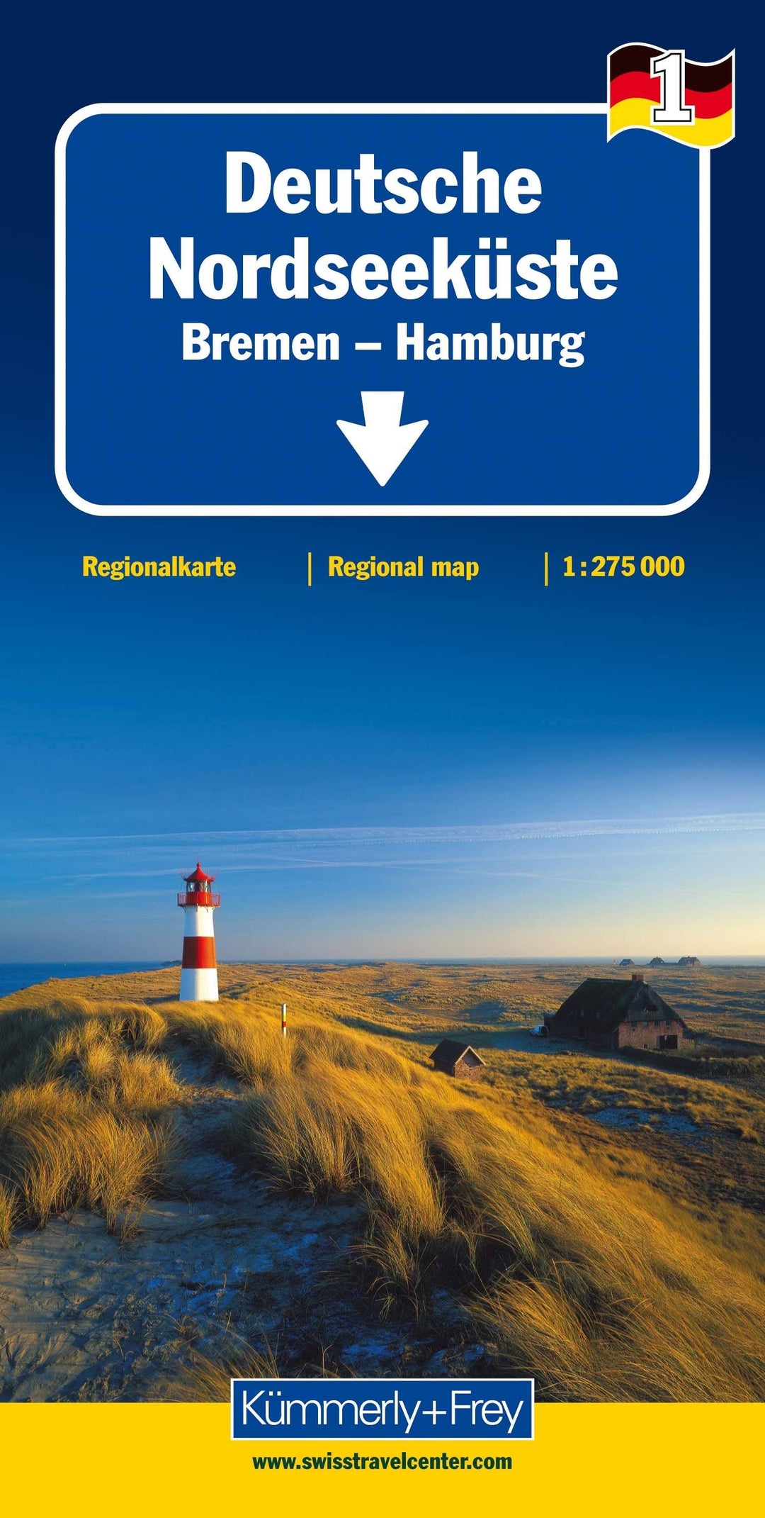 Carte routière - Allemagne n° 1 : Côte Mer du Nord, Brême, Hambourg | Kümmerly & Frey carte pliée Kümmerly & Frey 