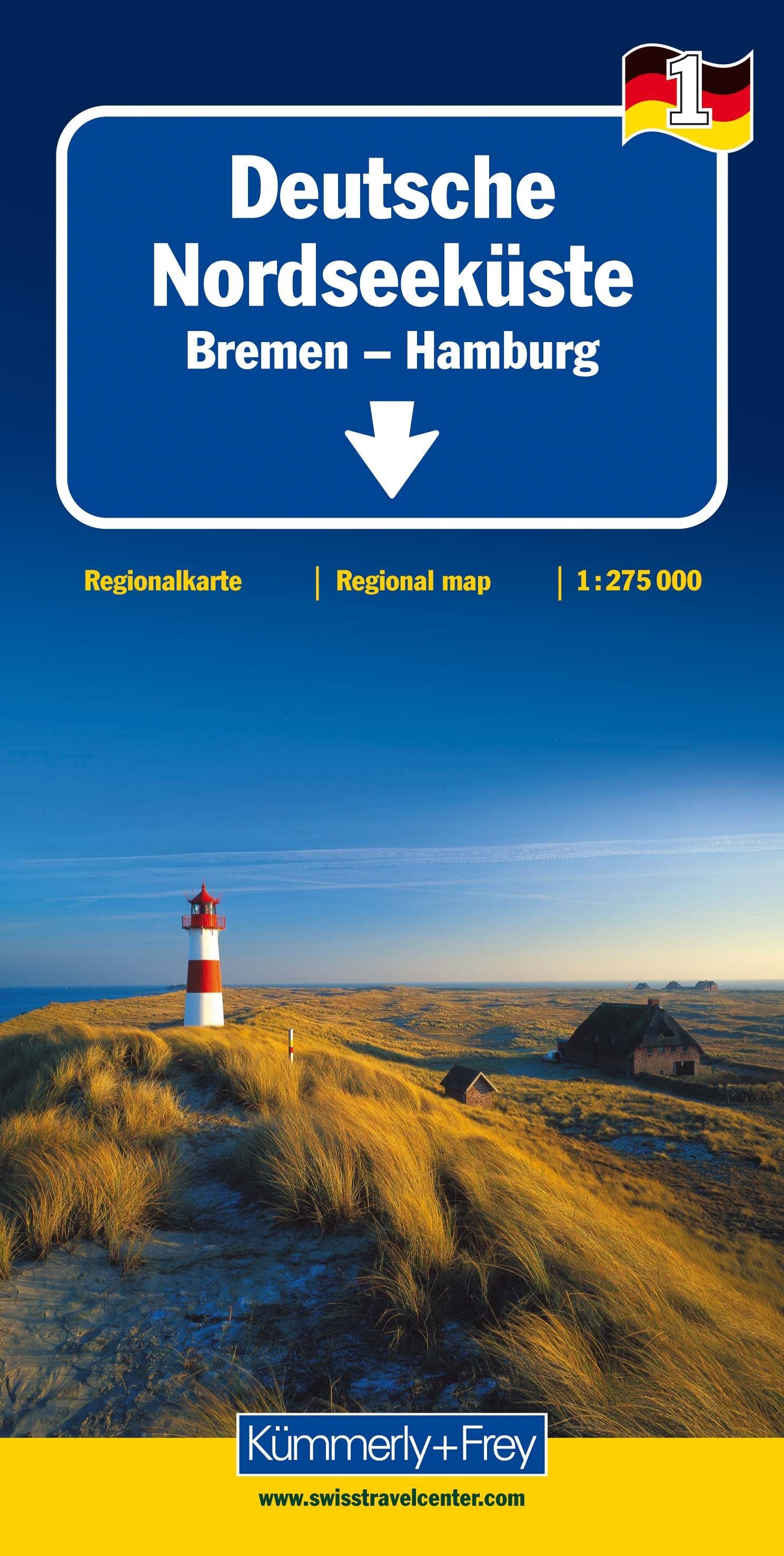 Carte routière - Allemagne n° 1 : Côte Mer du Nord, Brême à Hambourg | Kümmerly & Frey carte routière Kümmerly & Frey Default Title