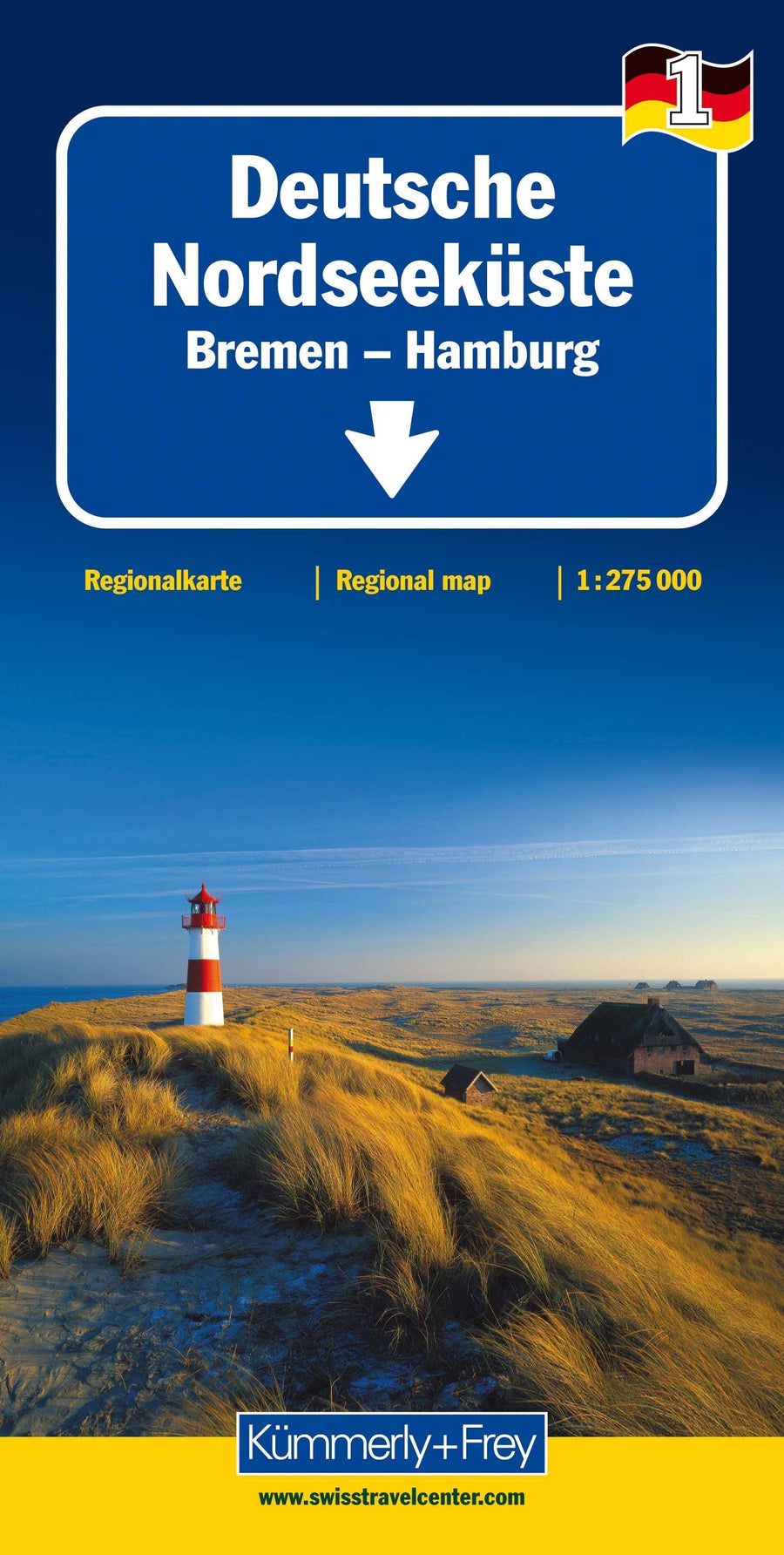Carte routière - Allemagne n° 1 : Côte Mer du Nord, Brême, Hambourg | Kümmerly & Frey carte pliée Kümmerly & Frey 