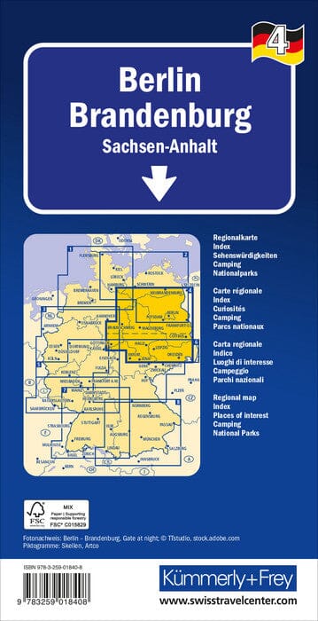Carte routière - Allemagne n° 4 : Berlin, Brandenburg | Kümmerly & Frey carte pliée Kümmerly & Frey 