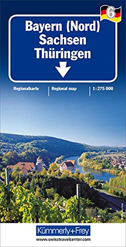 Carte routière - Allemagne n° 6 : Saxe, Thuringe, Bavière Nord | Kümmerly & Frey carte pliée Kümmerly & Frey 