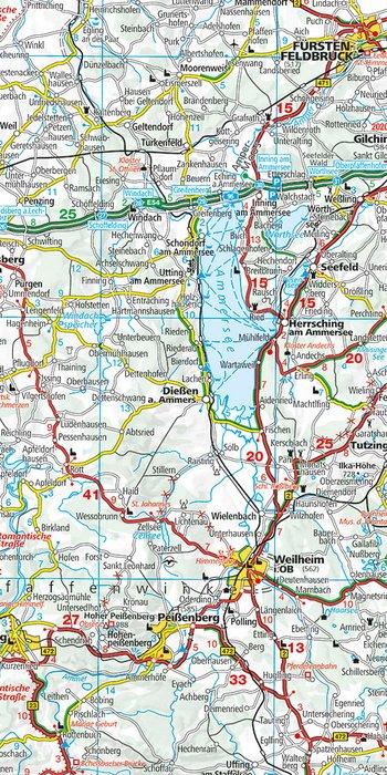 Carte routière - Allemagne n° 8 : Bavière Sud, Münich, Oberbayern | Kümmerly & Frey carte routière Kümmerly & Frey