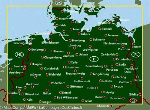 Carte routière de l'Allemagne Nord | Freytag & Berndt - La Compagnie des Cartes