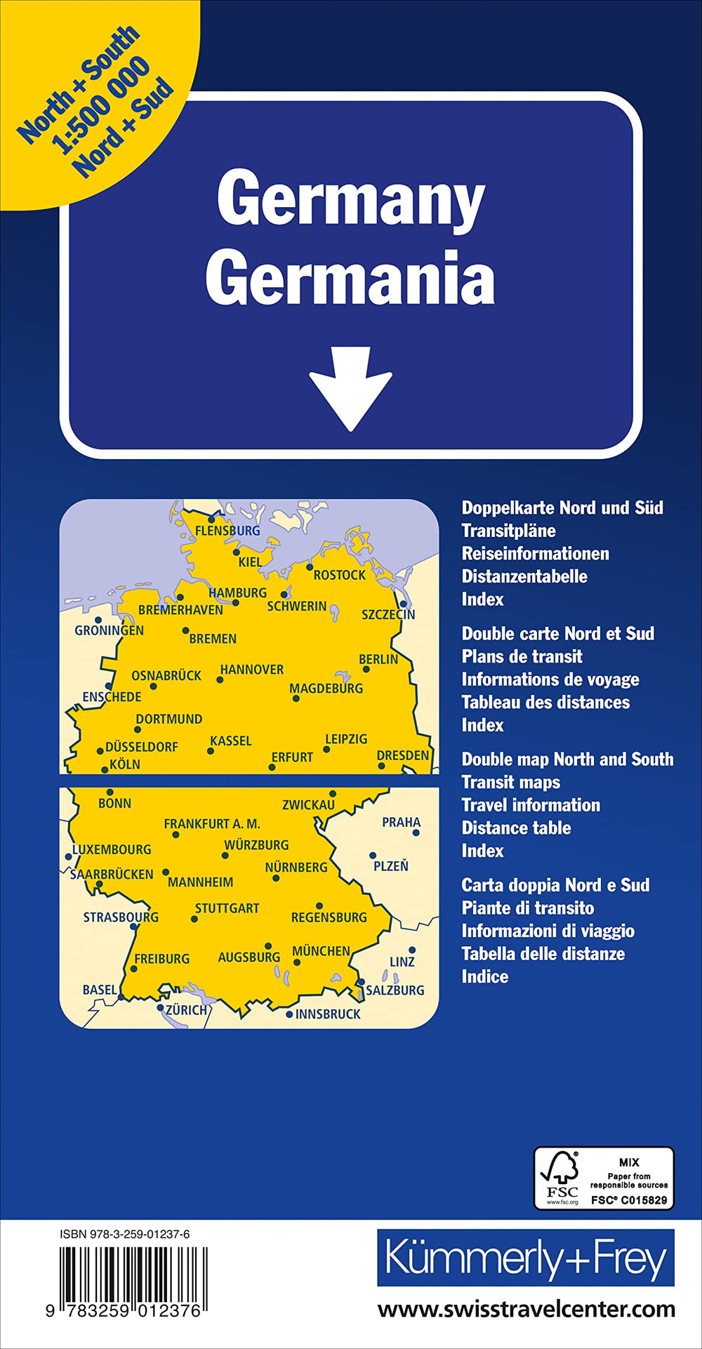 Carte routière - Allemagne Nord+Sud | Kümmerly & Frey carte pliée Kümmerly & Frey 