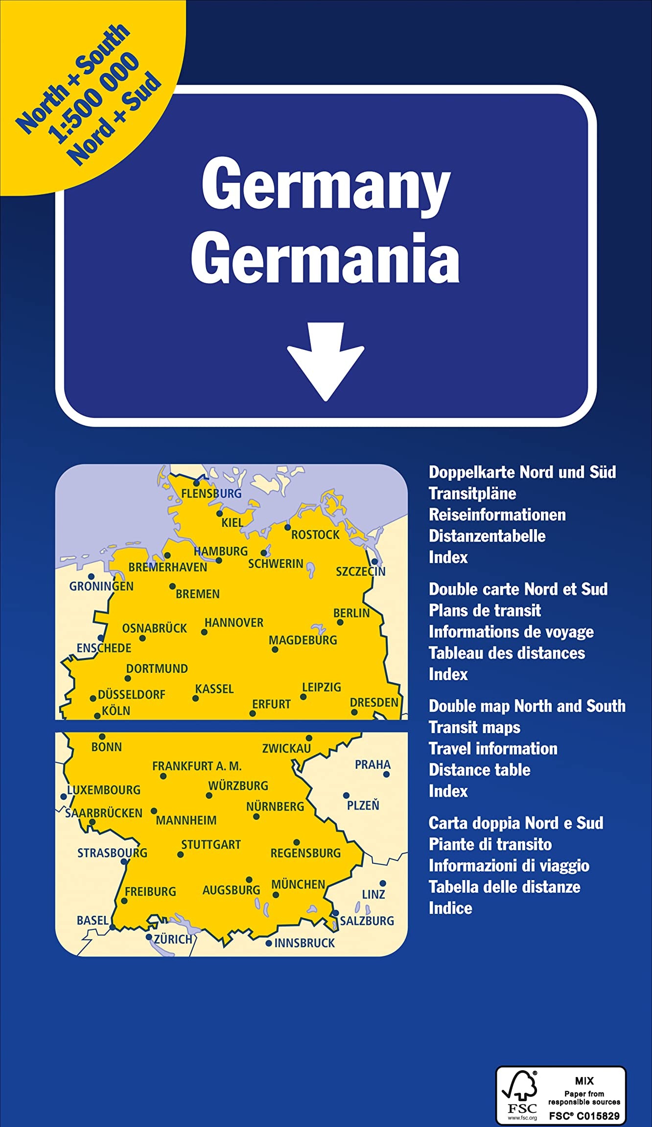Carte routière - Allemagne Nord+Sud | Kümmerly & Frey carte routière Kümmerly & Frey