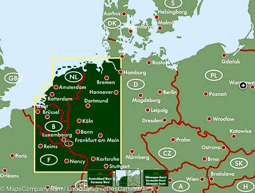 Carte routière de l'Ouest de l'Allemagne | Freytag & Berndt - La Compagnie des Cartes
