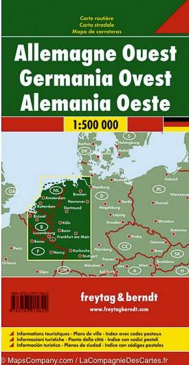 Carte routière de l'Ouest de l'Allemagne | Freytag & Berndt - La Compagnie des Cartes