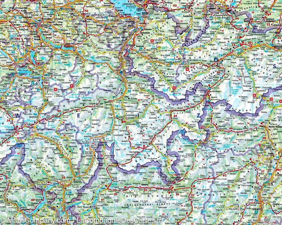 Carte routière - Pays alpins (Autriche, Slovénie, Italie, Suisse, France) | Freytag & Berndt carte routière Freytag & Berndt
