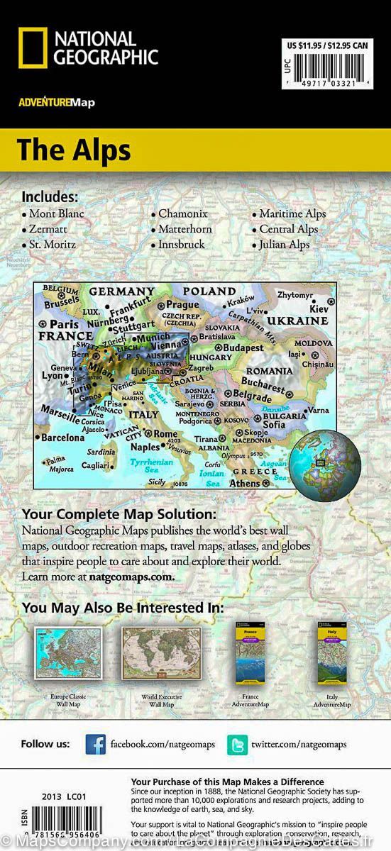 Carte routière - Alpes | National Geographic carte routière National Geographic