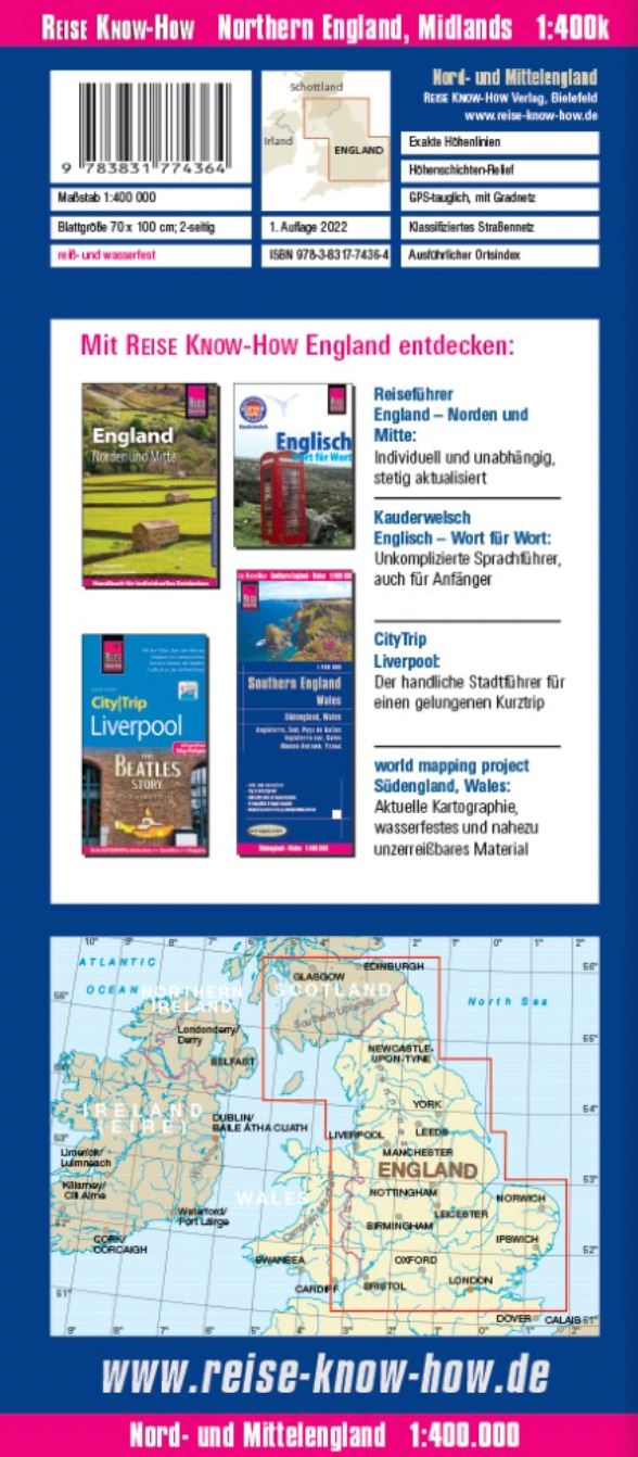 Carte routière - Angleterre Nord & Midlands | Reise Know How carte routière Reise Know-How