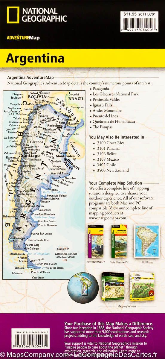 Carte routière - Argentine | National Geographic carte pliée National Geographic 