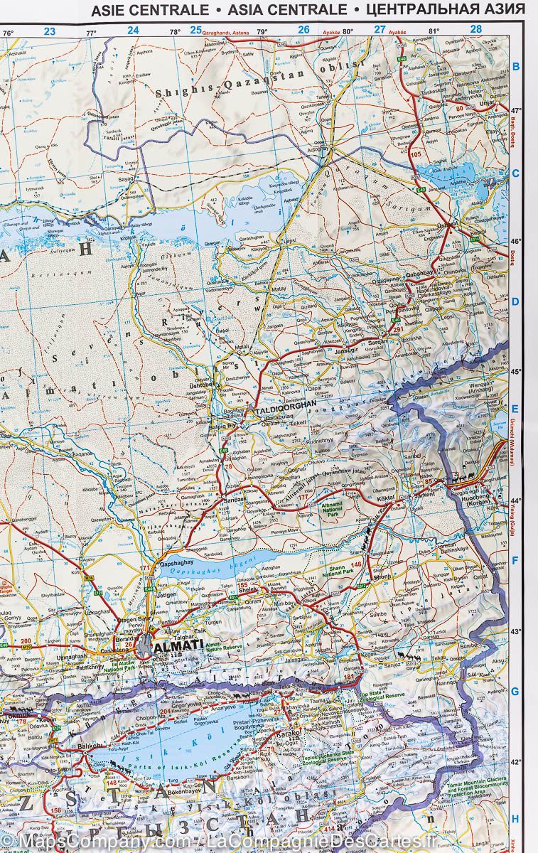Carte routière &#8211; Asie Centrale | Gizi Map - La Compagnie des Cartes