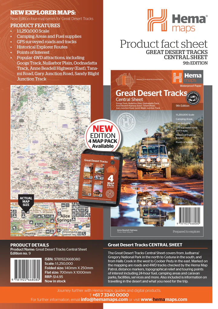 Carte routière - Australie, Great Desert Tracks Central | Hema Maps carte routière Hema Maps