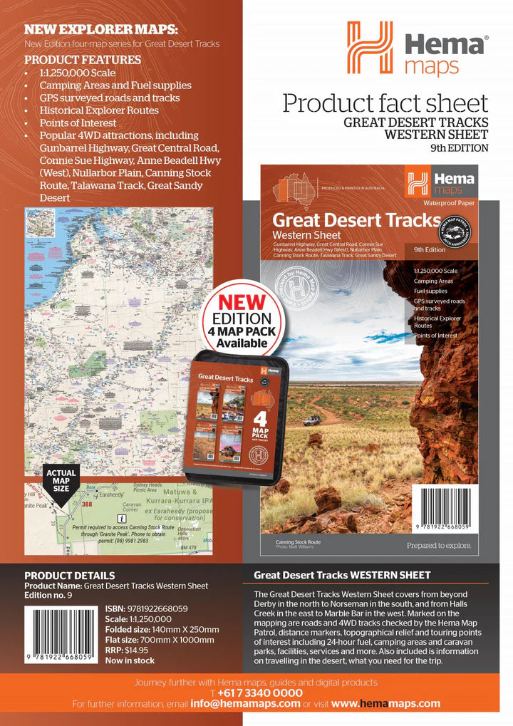 Carte routière - Australie Great Desert Tracks Ouest | Hema Maps carte routière Hema Maps