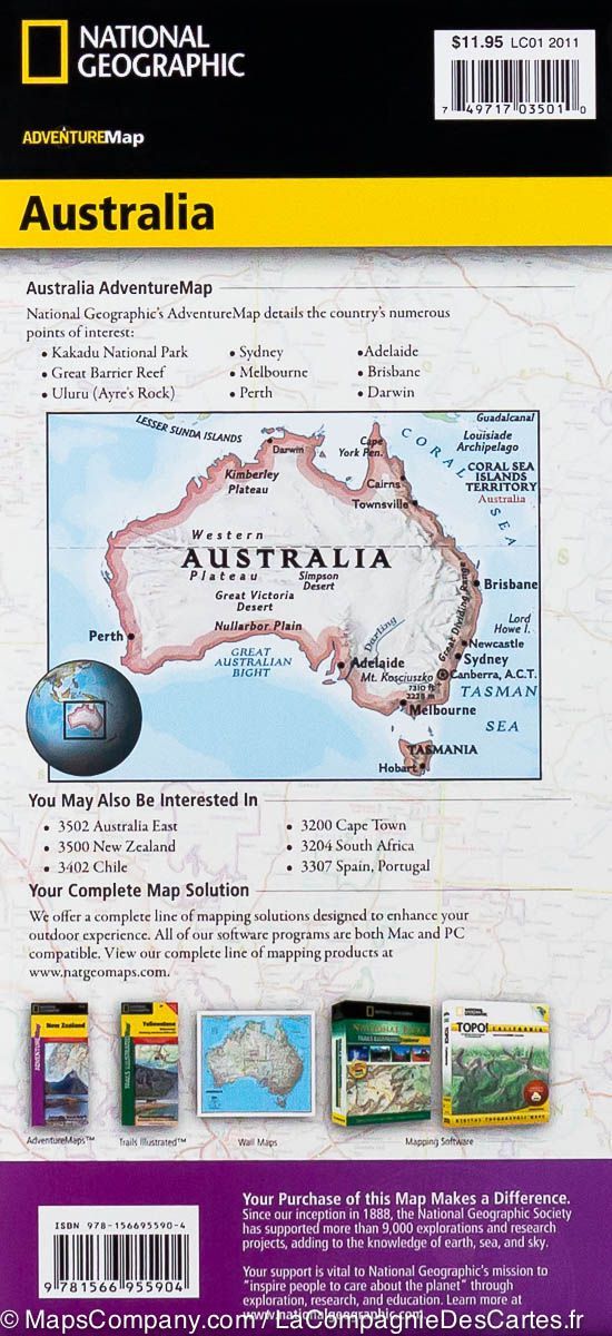 Carte routière - Australie | National Geographic carte pliée National Geographic 
