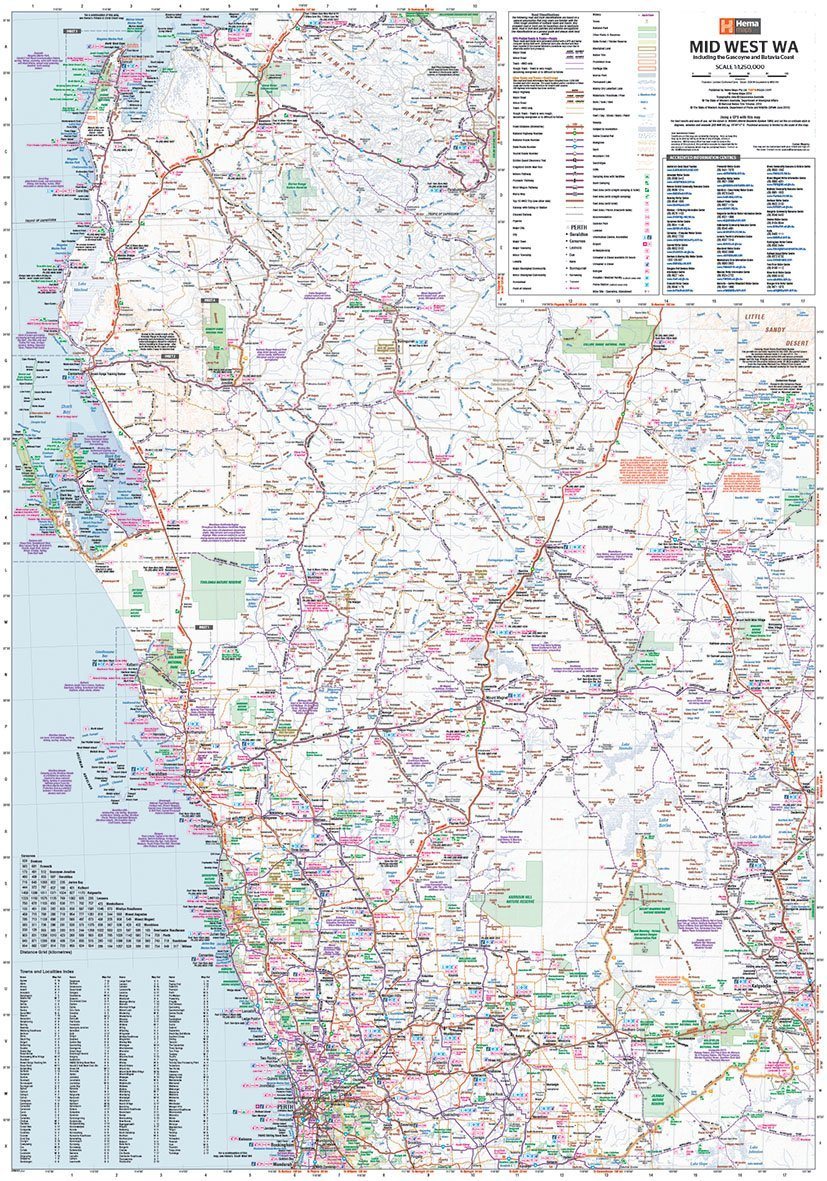 Carte routière - Australie-Occidentale : Mid West | Hema Maps carte routière Hema Maps