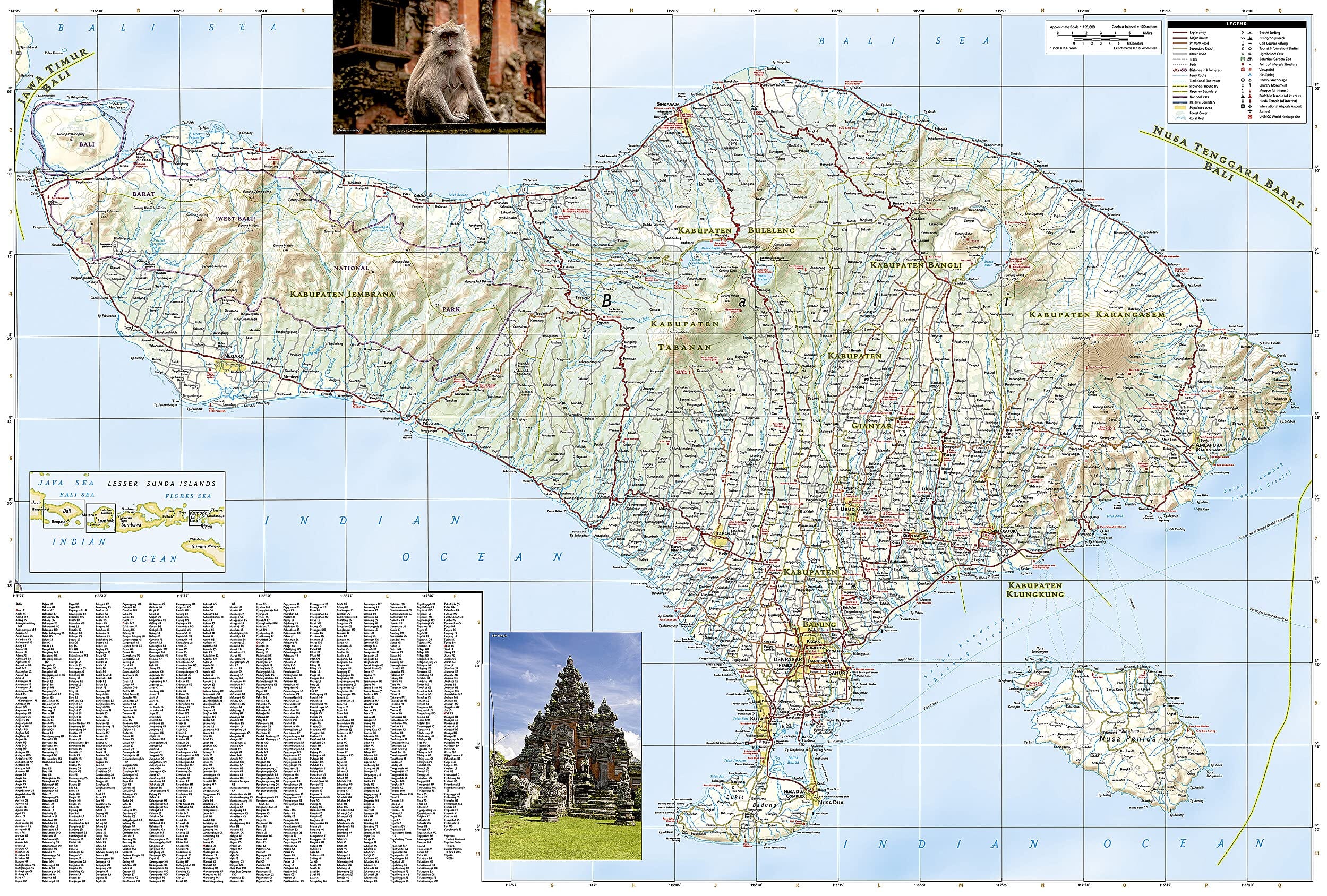 Road map - Bali, Lombok & Komodo | National Geographic – Cartovia