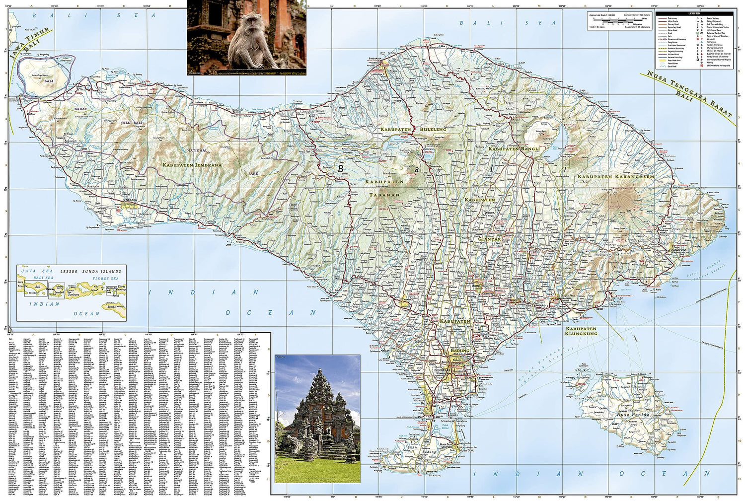 Carte routière - Bali, Lombok & Komodo | National Geographic carte routière National Geographic