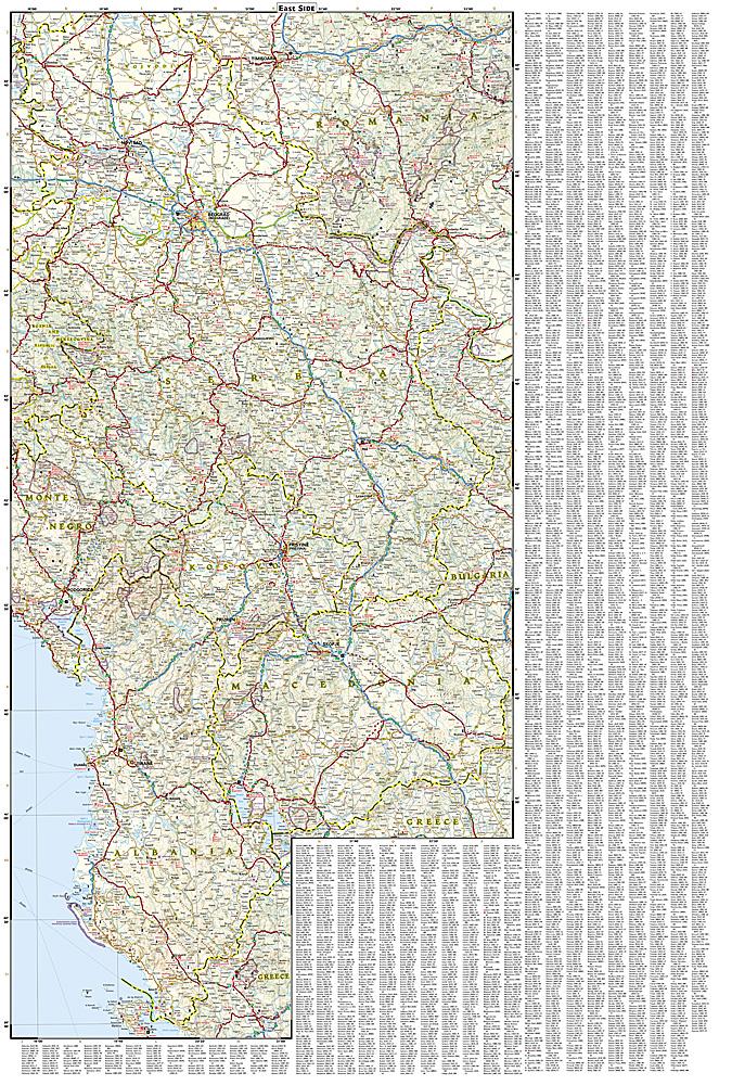 Carte routière - Balkans occidentaux | National Geographic carte routière National Geographic