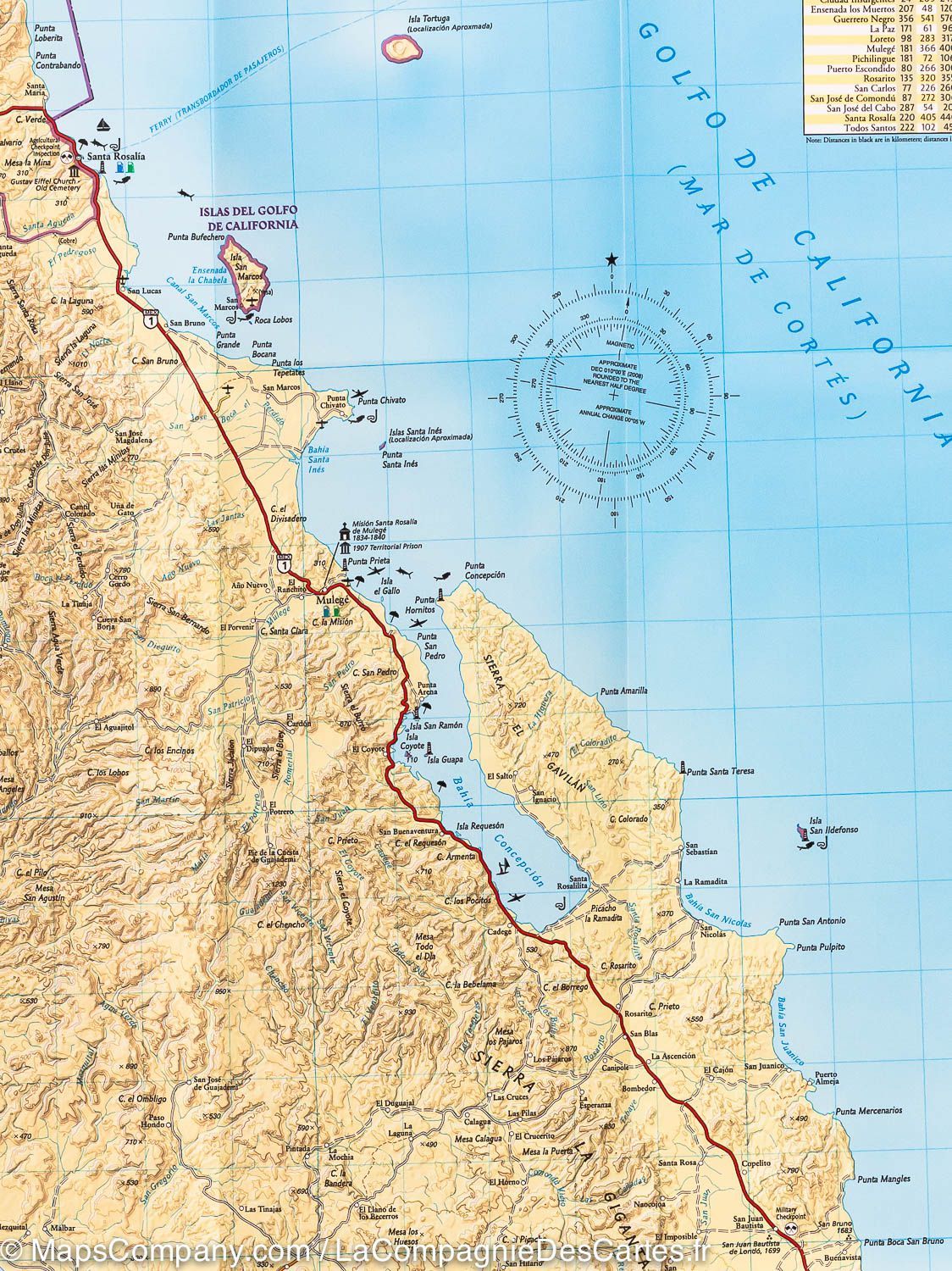 Carte routière - Basse Californie Sud (Mexique) | National Geographic carte routière National Geographic
