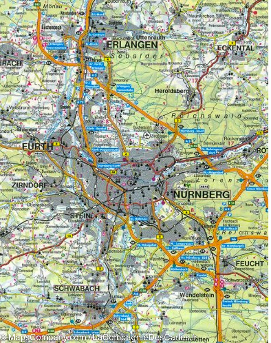 Carte routière - Bavière Nord (Allemagne) | Freytag & Berndt carte routière Freytag & Berndt