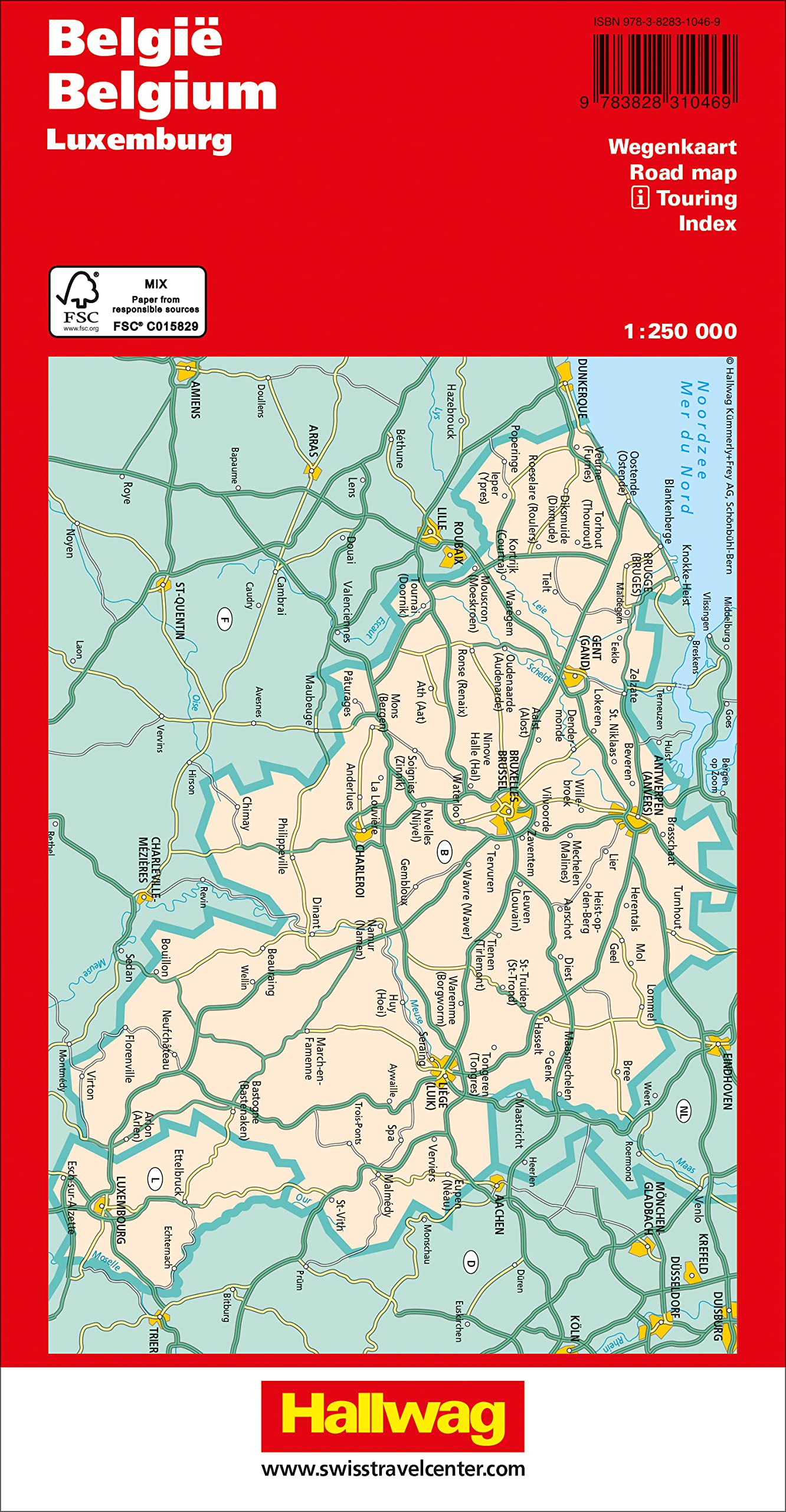 Carte routière - Belgique et Luxembourg | Hallwag carte routière Hallwag