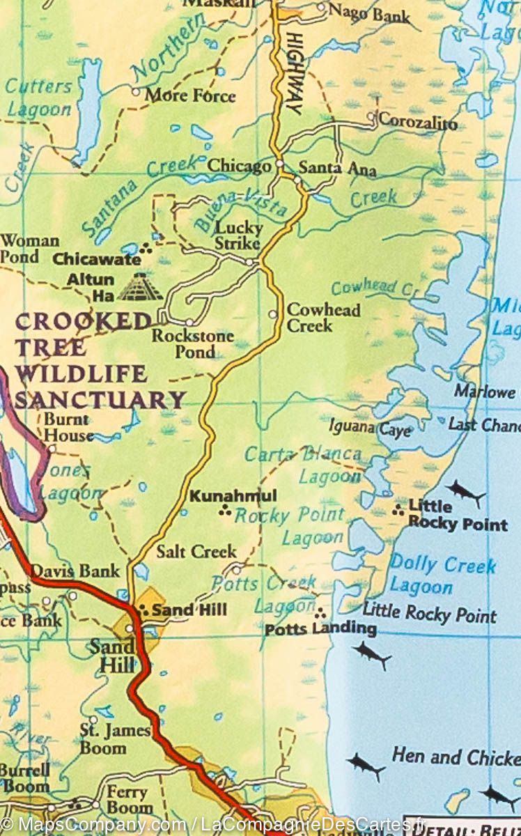 Carte routière - Belize | National Geographic carte routière National Geographic