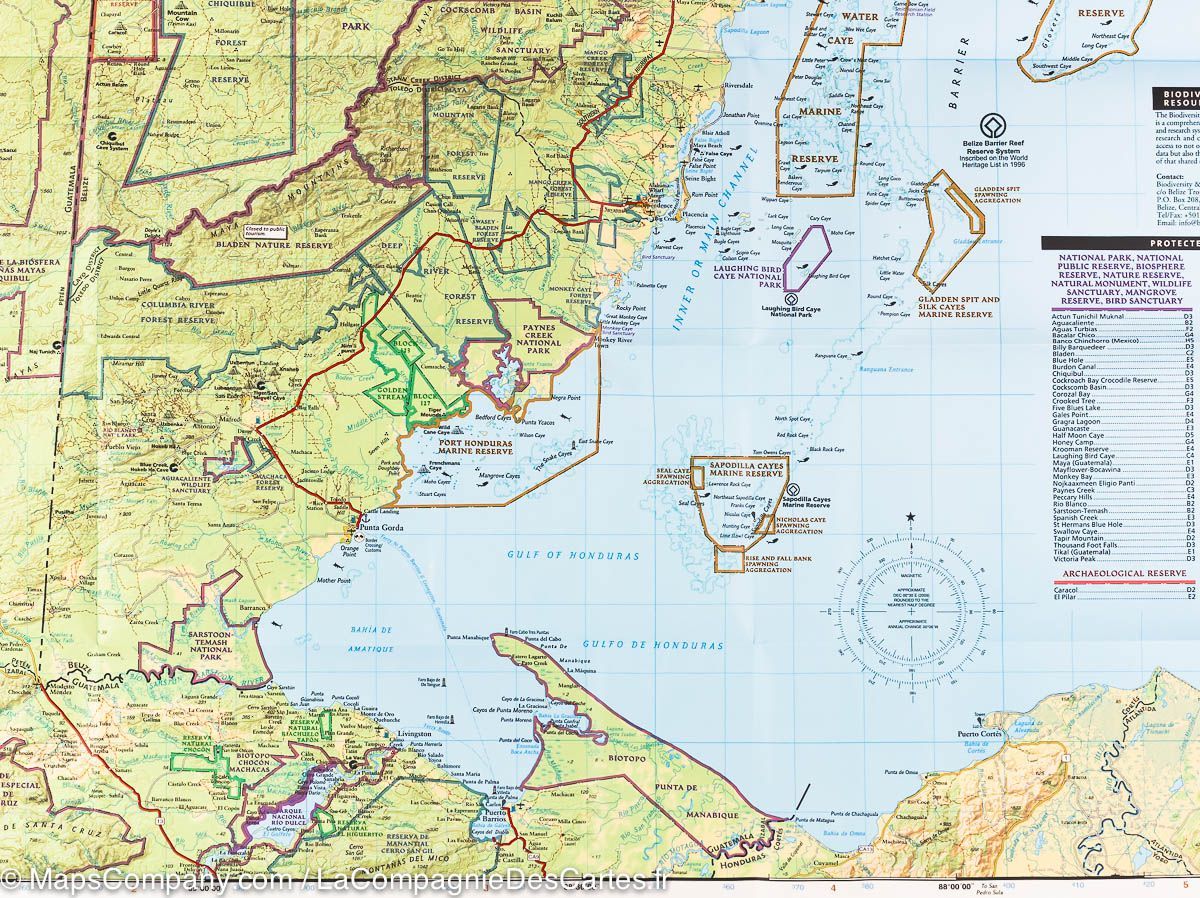 Carte routière - Belize | National Geographic carte routière National Geographic