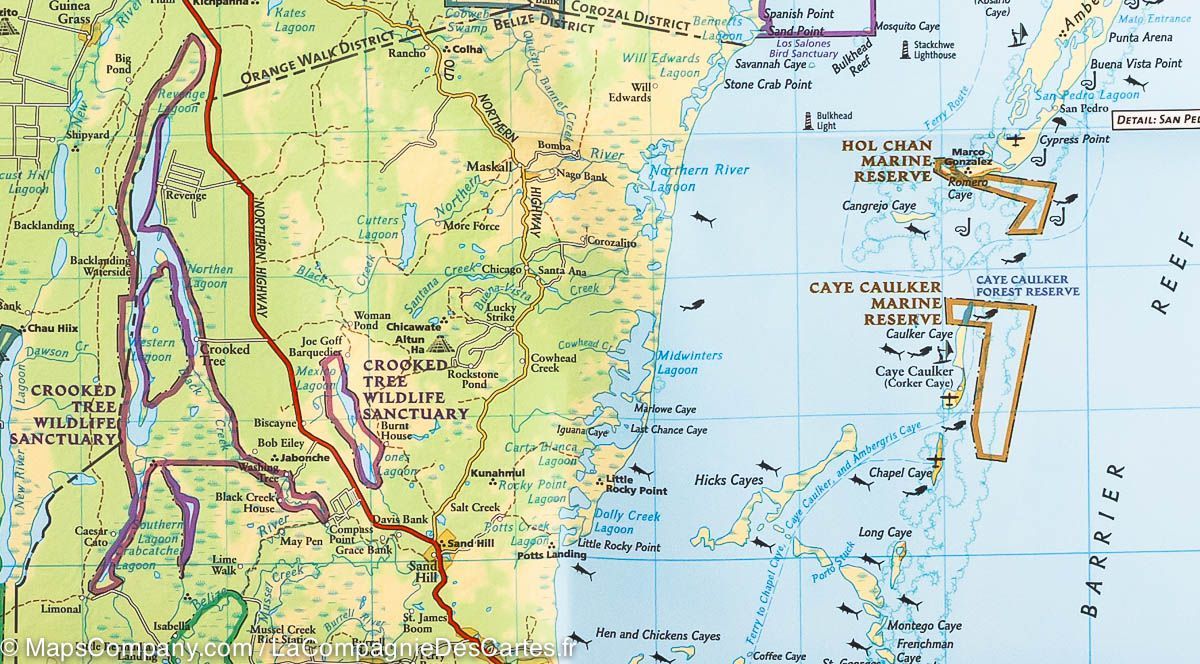 Carte routière - Belize | National Geographic carte routière National Geographic