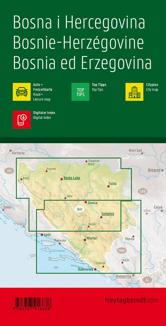Carte routière - Bosnie Herzégovine | Freytag & Berndt carte pliée Freytag & Berndt 