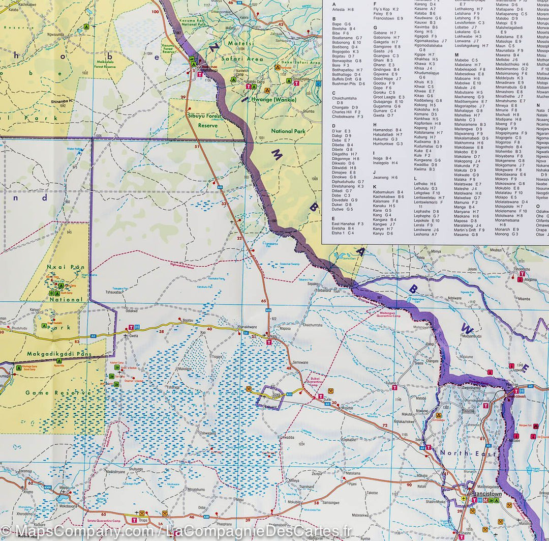 Carte routière - Botswana | Freytag & Berndt carte pliée Freytag & Berndt 