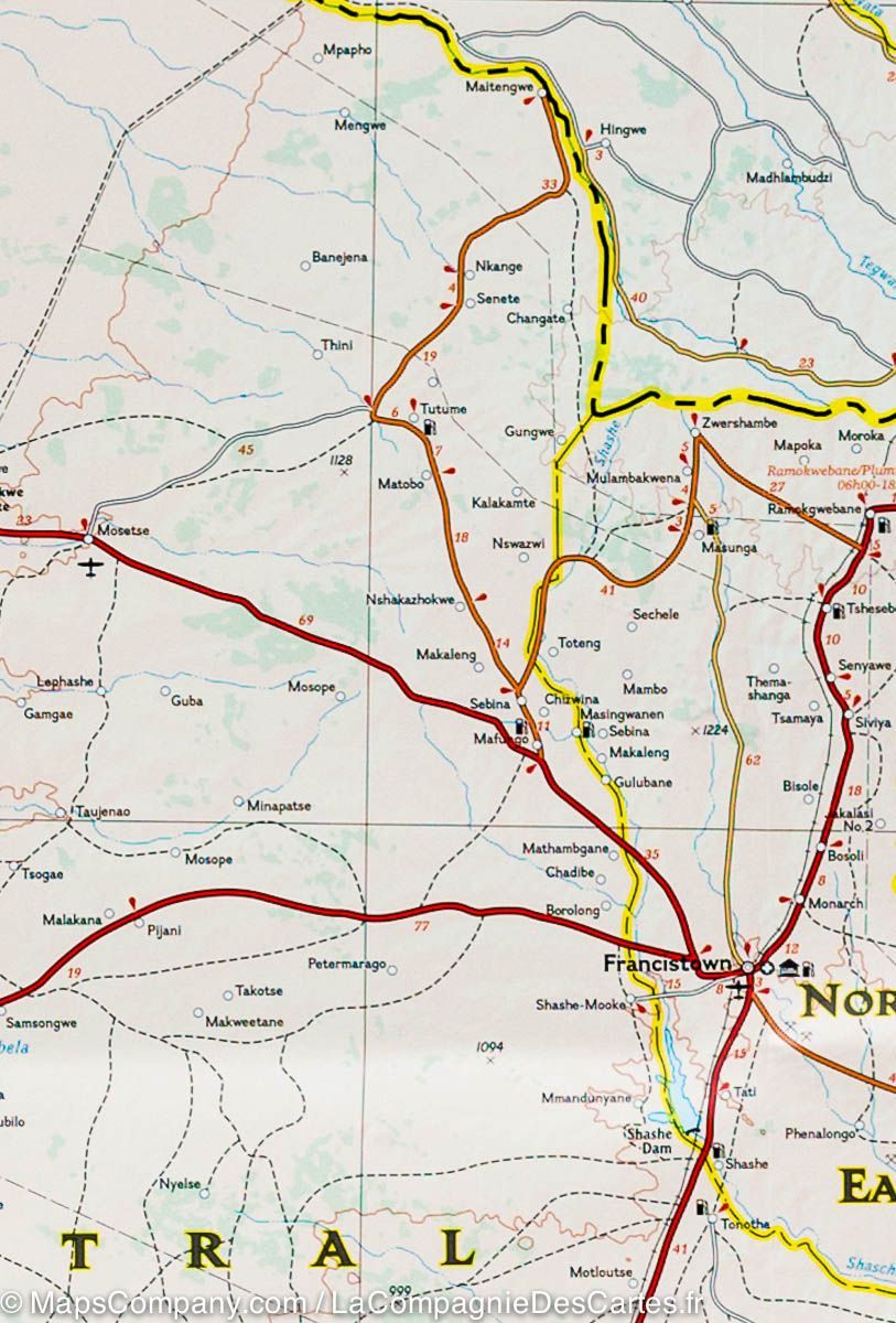 Carte routière - Botswana | National Geographic carte routière National Geographic