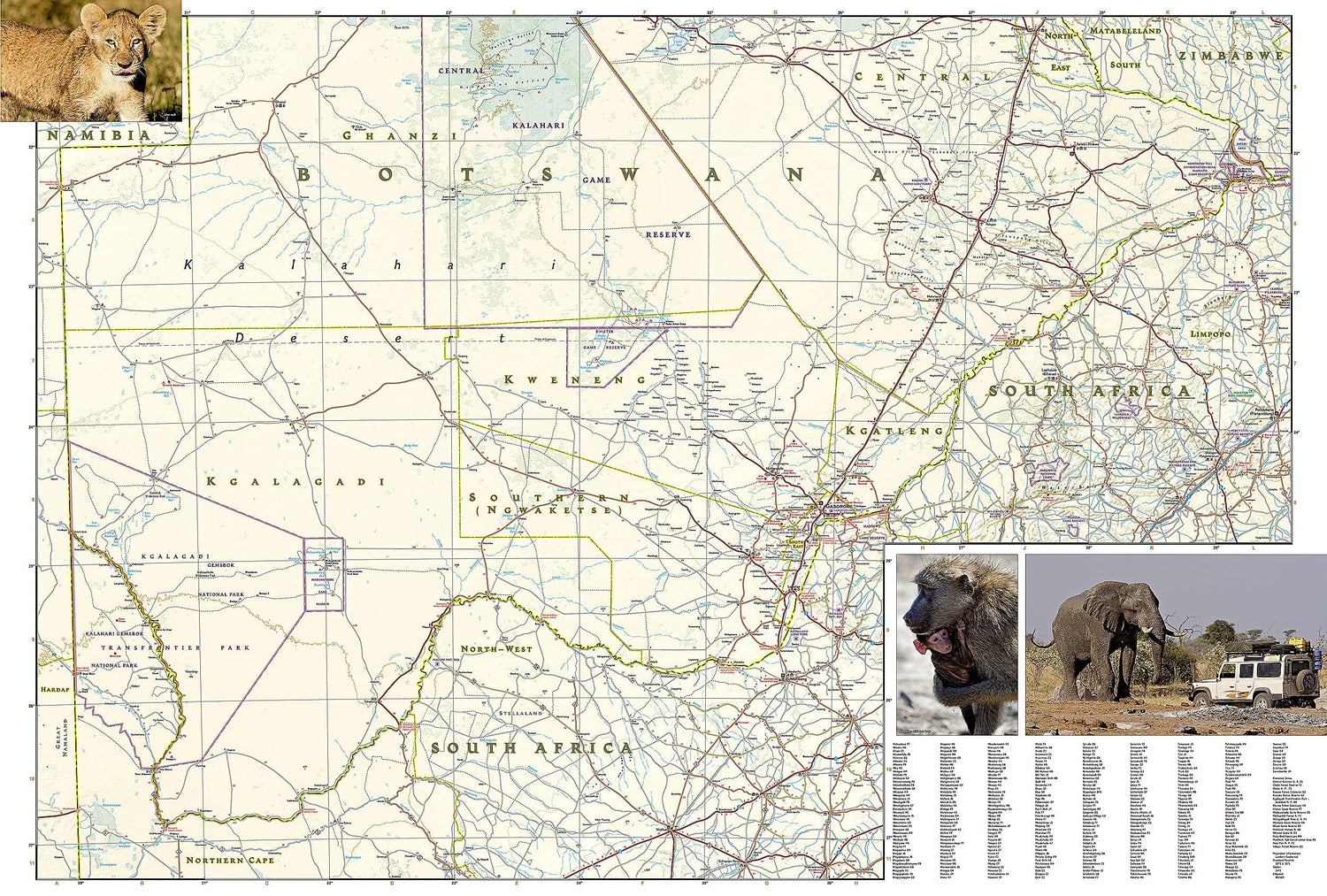 Carte routière - Botswana | National Geographic carte routière National Geographic