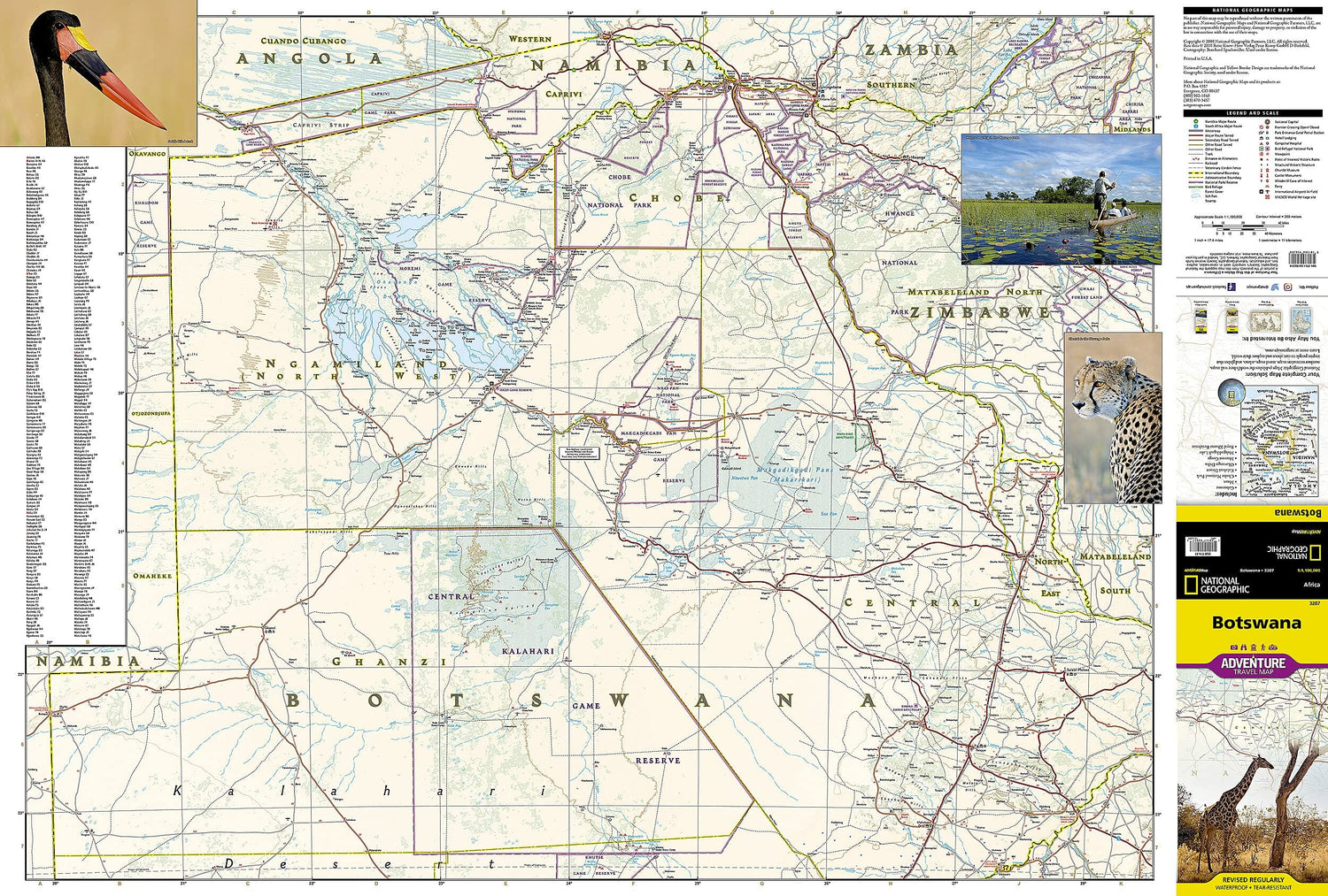 Carte routière - Botswana | National Geographic carte routière National Geographic