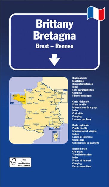 Carte routière - Bretagne (Brest - Rennes) | Kümmerly & Frey carte routière Kümmerly & Frey