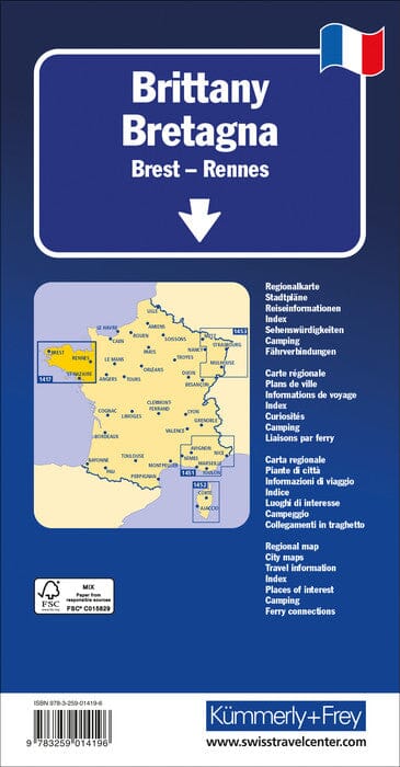 Carte routière - Bretagne (Brest - Rennes) | Kümmerly & Frey carte routière Kümmerly & Frey